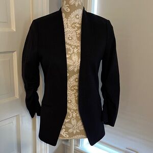 Size 8 H&M Blue White Polka Dot Open-Front Blazer